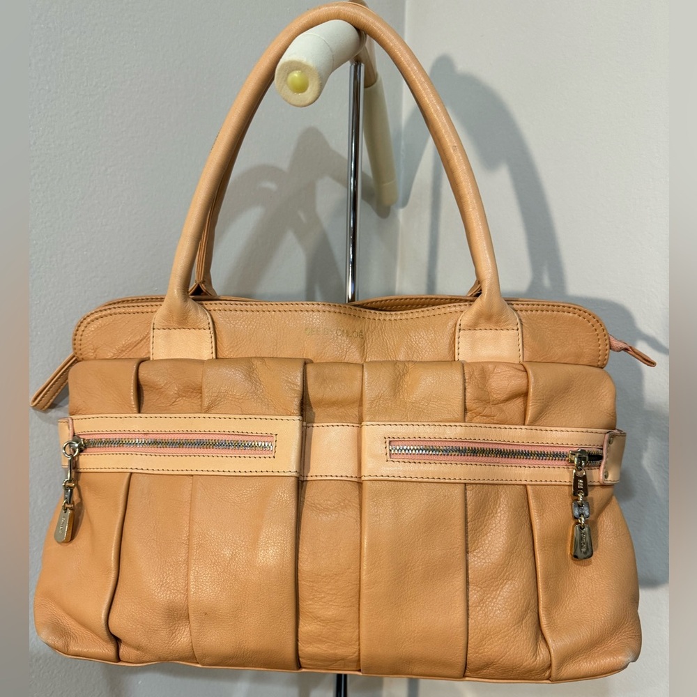 See by Chloé Large Light Peach/Salmon Leather shoulderBag-Pre-loved & Beautiful